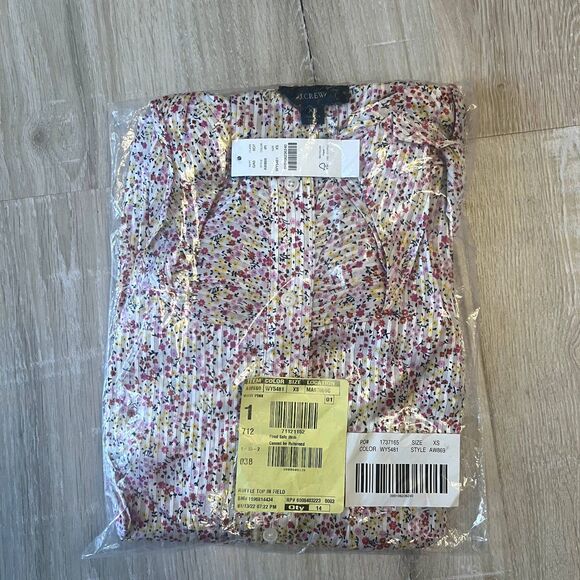 NWT J. Crew Pink Floral Ruffle Blouse XS Field Day Shirt AW869 - Picture 3 of 5